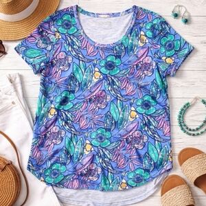 Escape by Habitat Peruvian Cotton Tropical Floral Tee Small Shirttail Hem